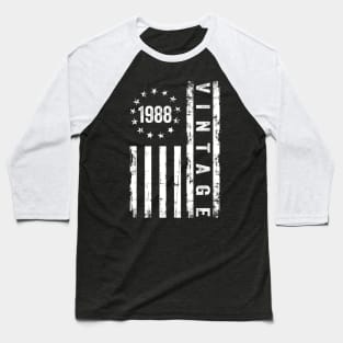 36 Years Old Gifts Vintage 1988 American Flag 36th Birthday Baseball T-Shirt